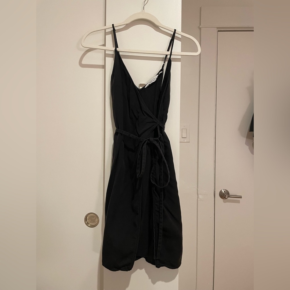 & Other Stories black mini dress with tie detail